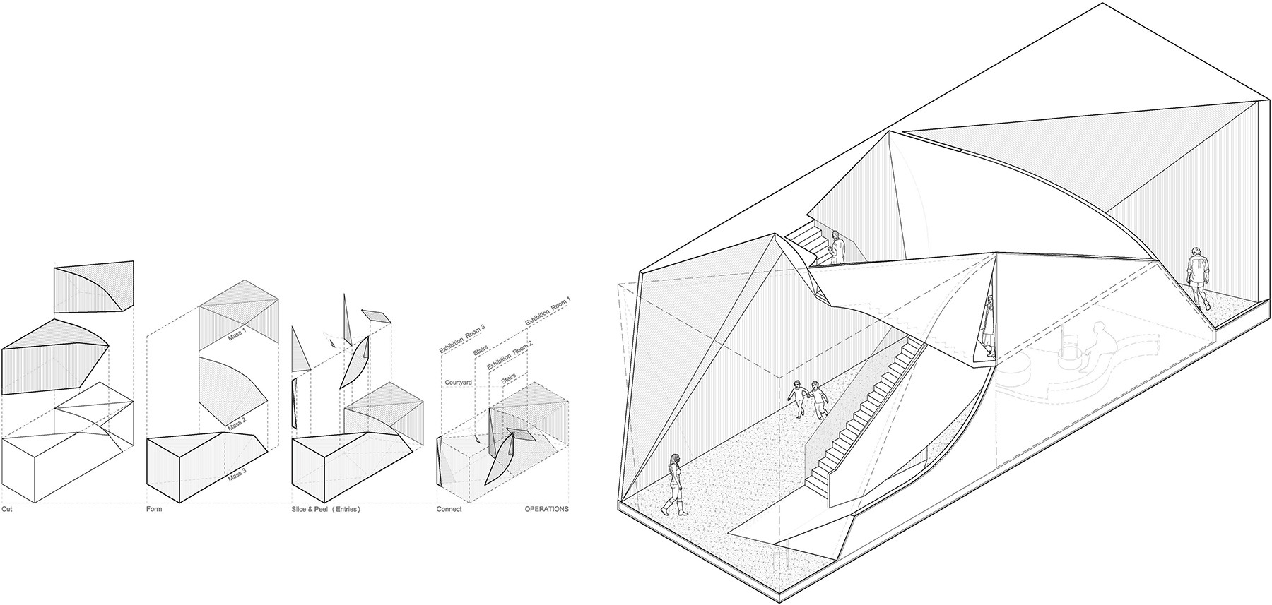 Design development diagram and cutaway axon