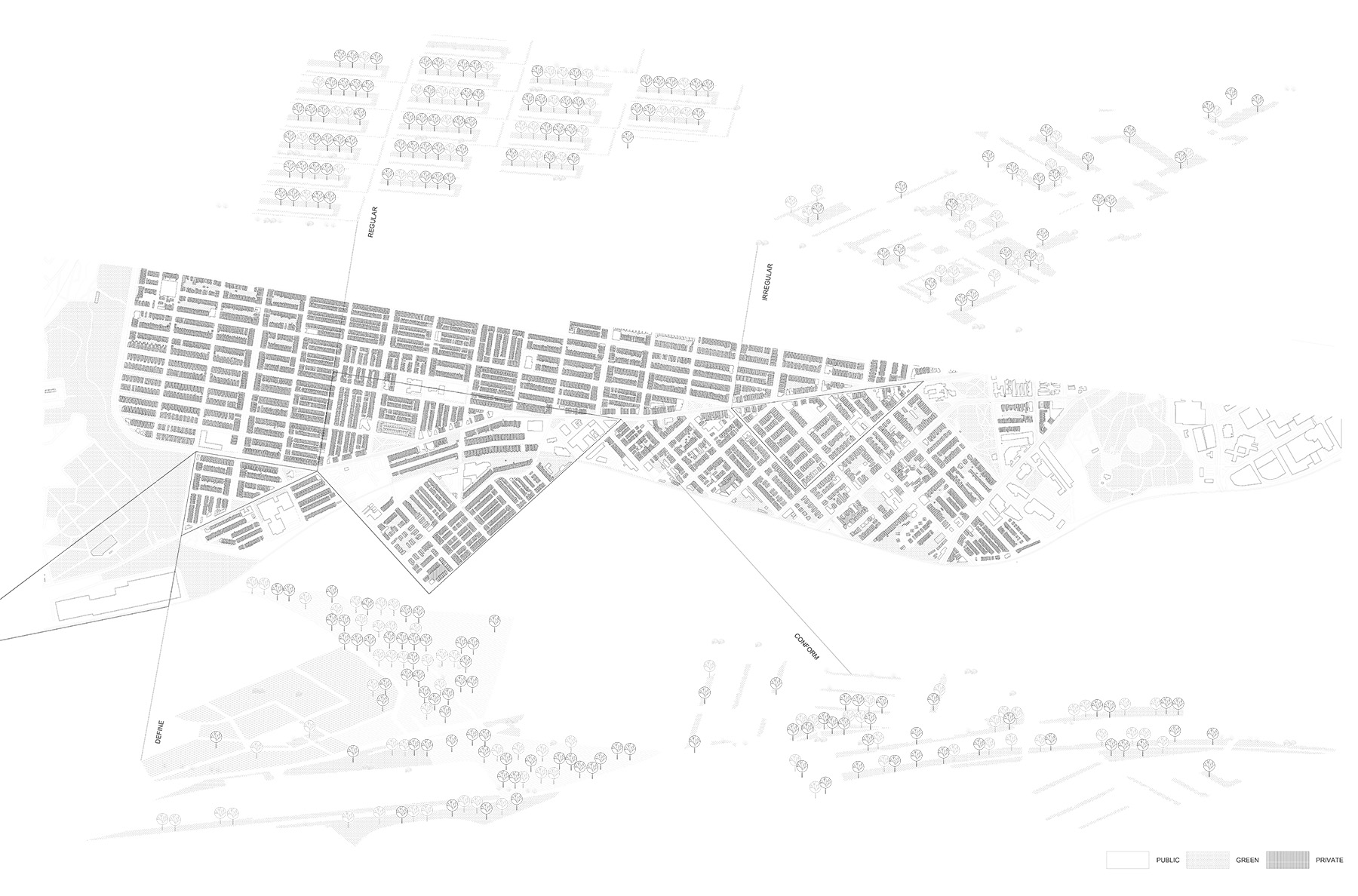 Site analysis of the two urban grids along Baltimore Pike