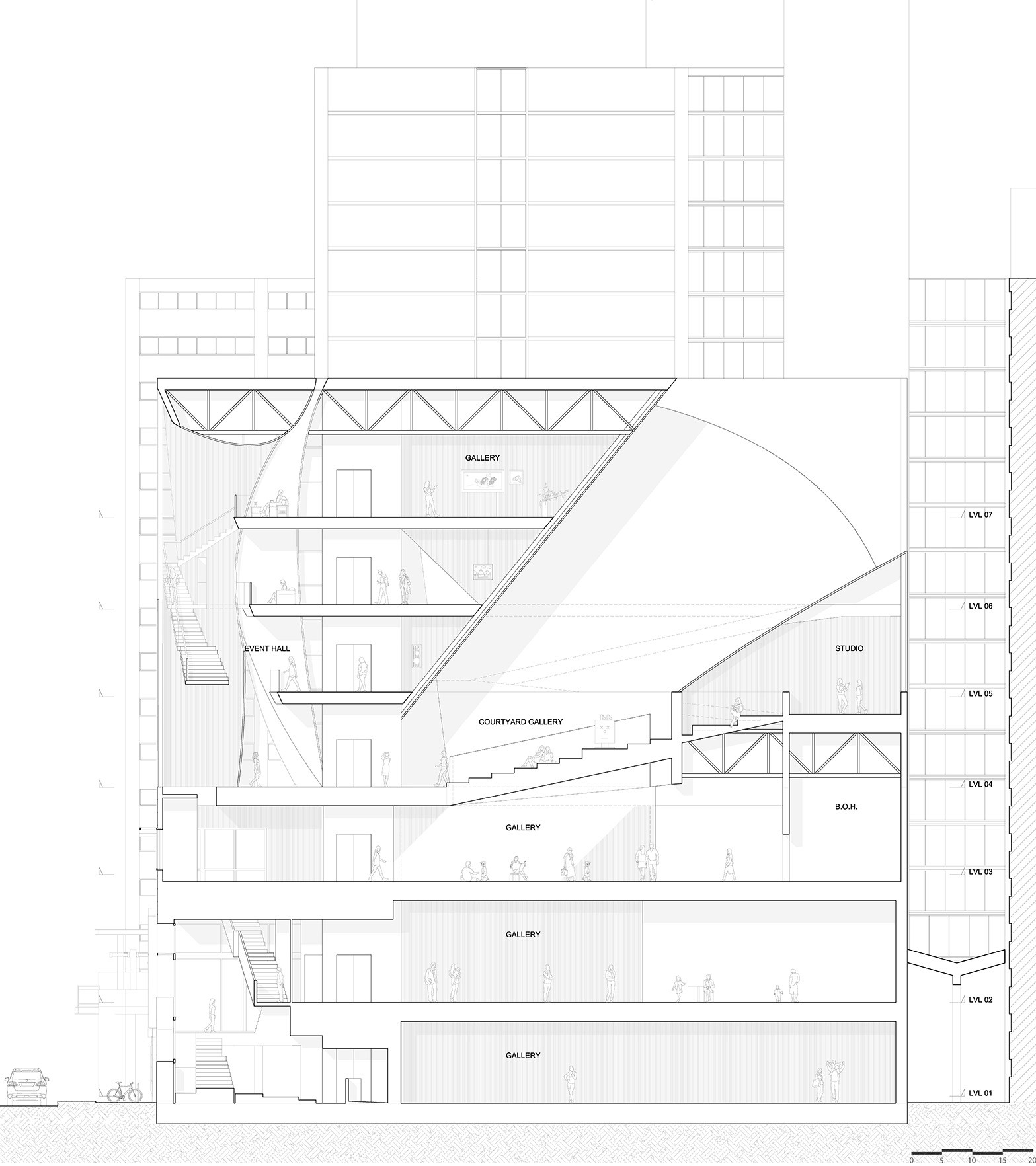 Longitudinal section showing the relationship between the existing ICA and the extension